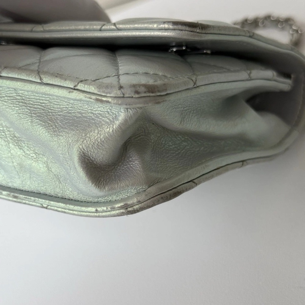 Chanel Metalic Silver Calfskin Wallet On Chain - Picture 9 of 10